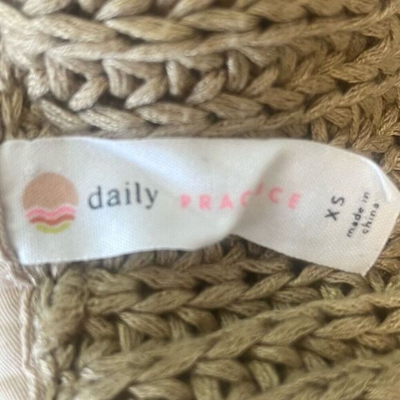 Anthropologie Daily Practice Open Air Tan Y2K Sweater Hooded Zip Front Vest Sz X - Picture 6 of 8